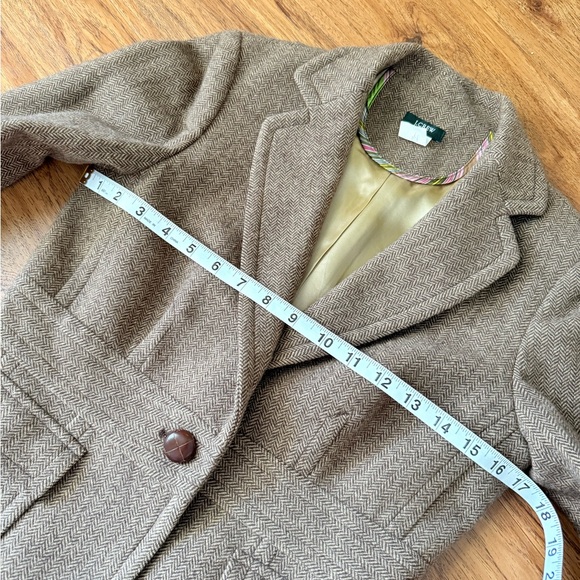 J.Crew Brown Herringbone Wool Blend Blazer - Size 4 - Picture 11 of 13